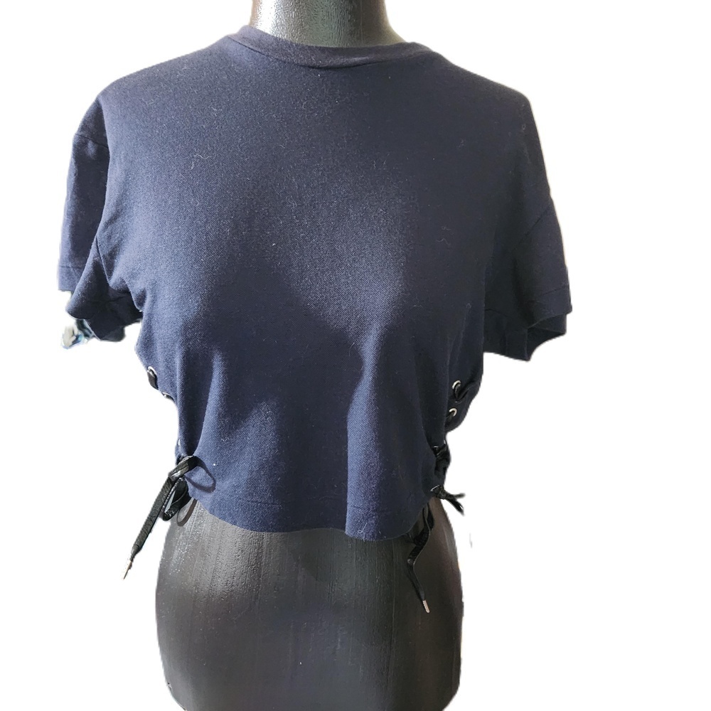 Toga Pulla Blue Lace Up Crop Top Small